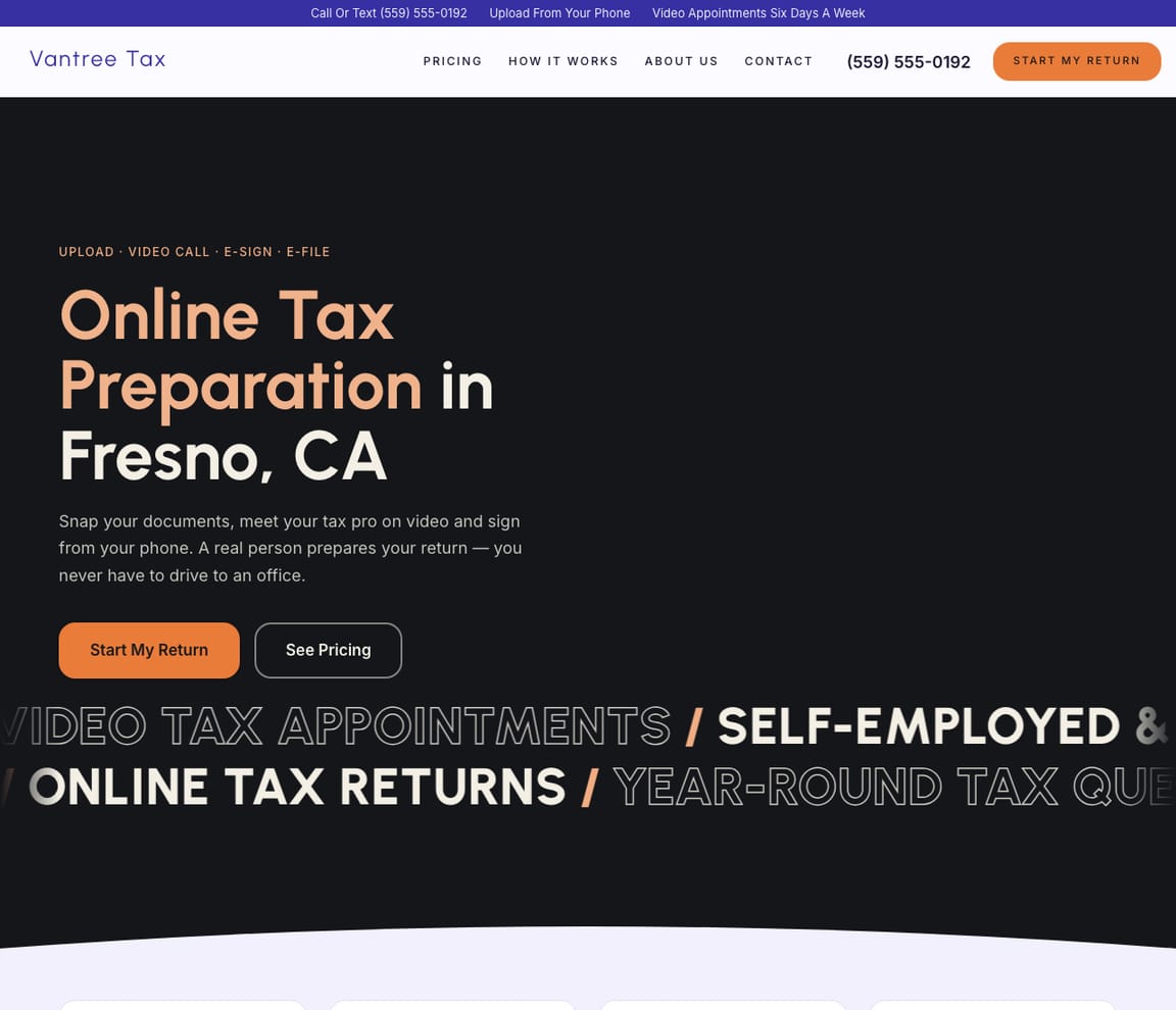 Online Tax Preparer website template preview