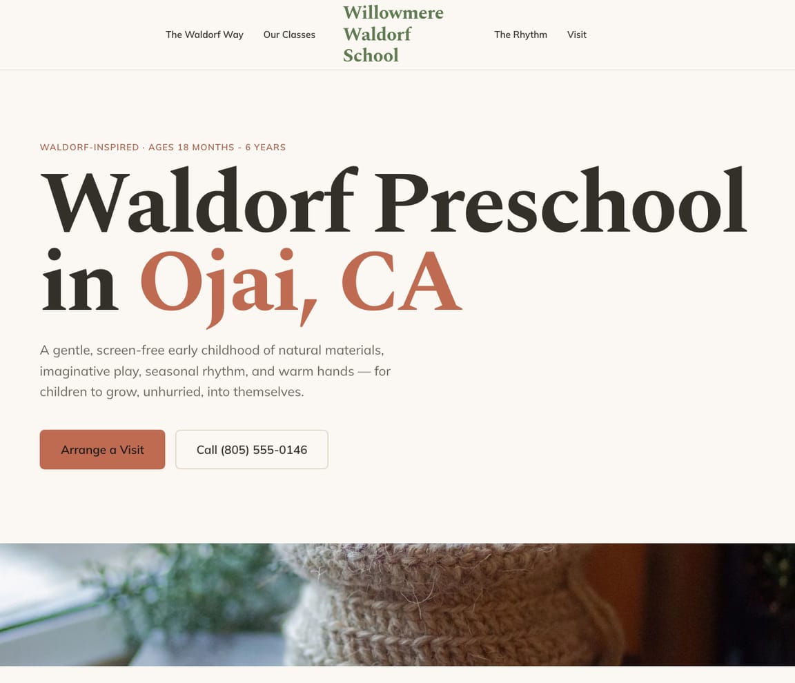 Waldorf-Inspired Early Childhood website template preview