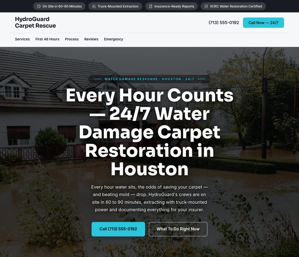 Water Damage Response website template preview