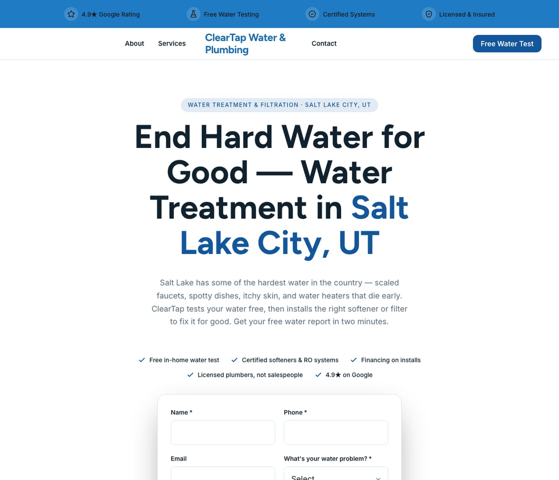 Plumber - Water Treatment website template preview
