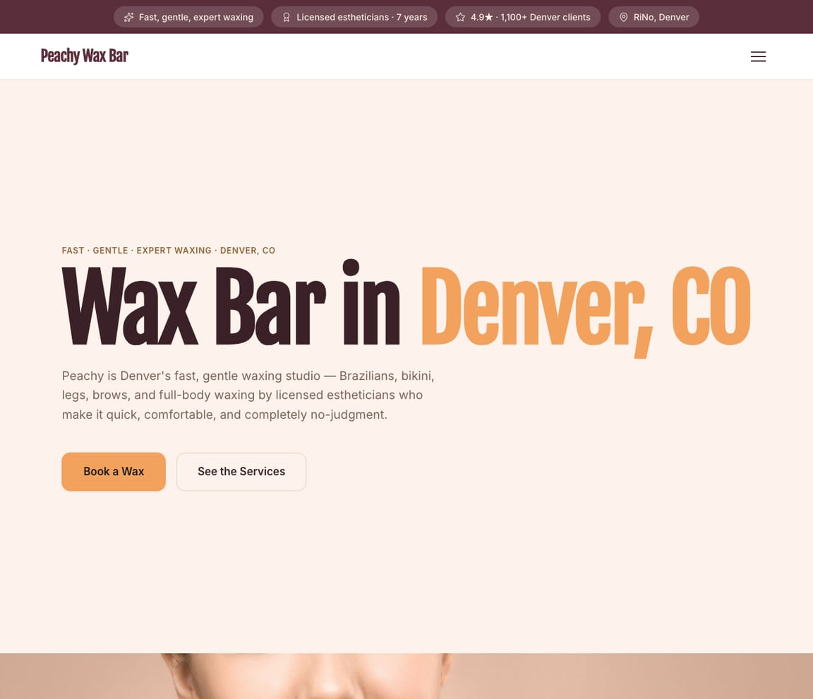 Waxing Studio website template preview