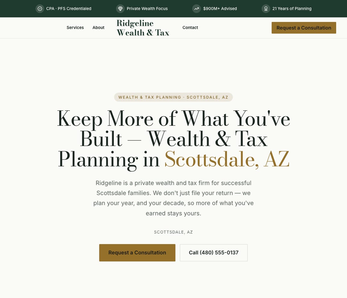 Wealth & Tax Planning website template preview
