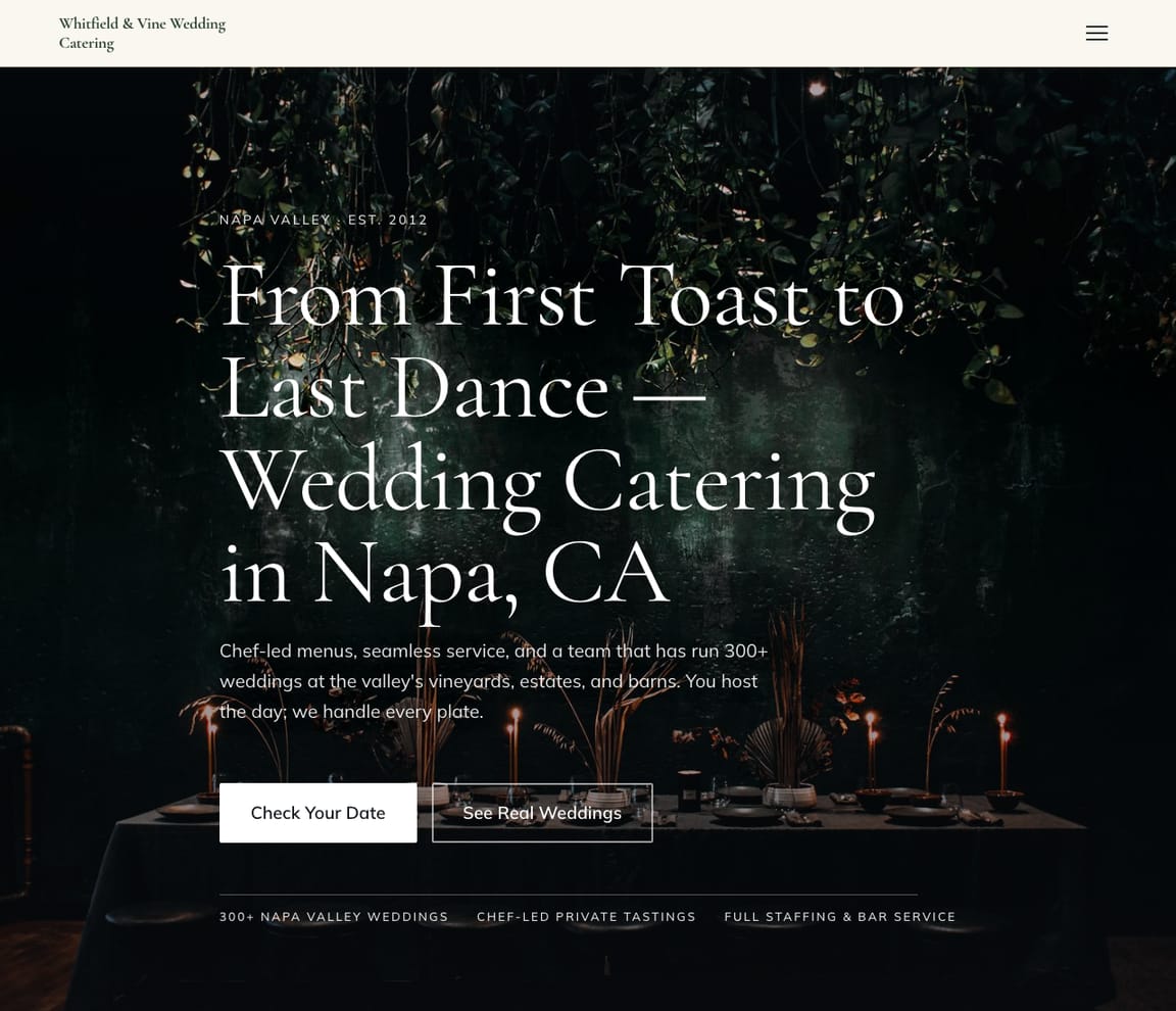Wedding Catering website template preview