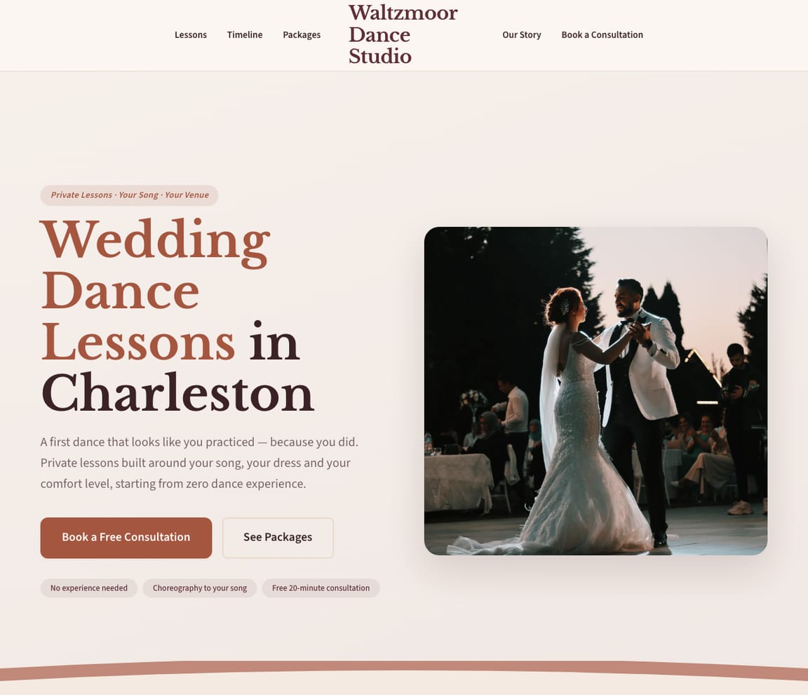 Wedding Dance Lessons website template preview