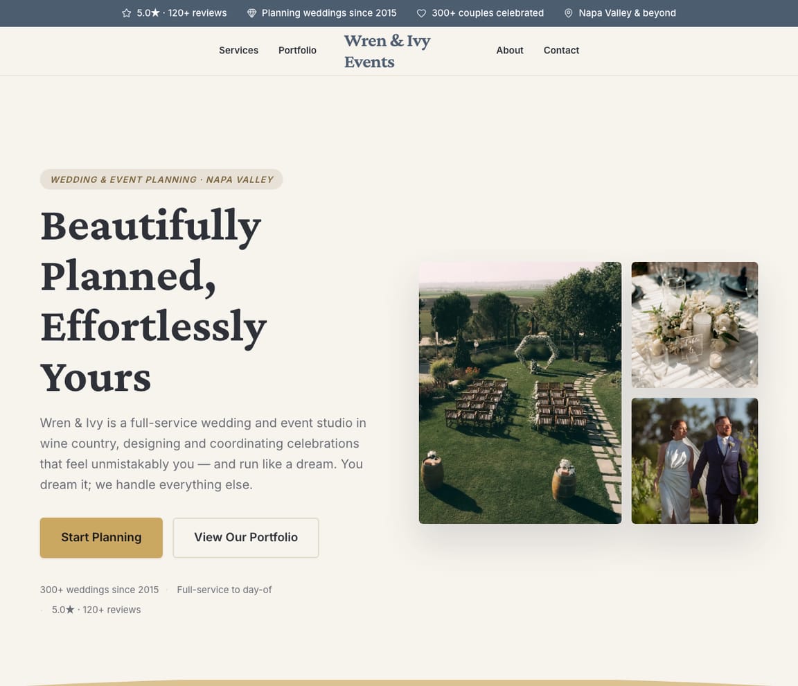Wedding Planner website template preview