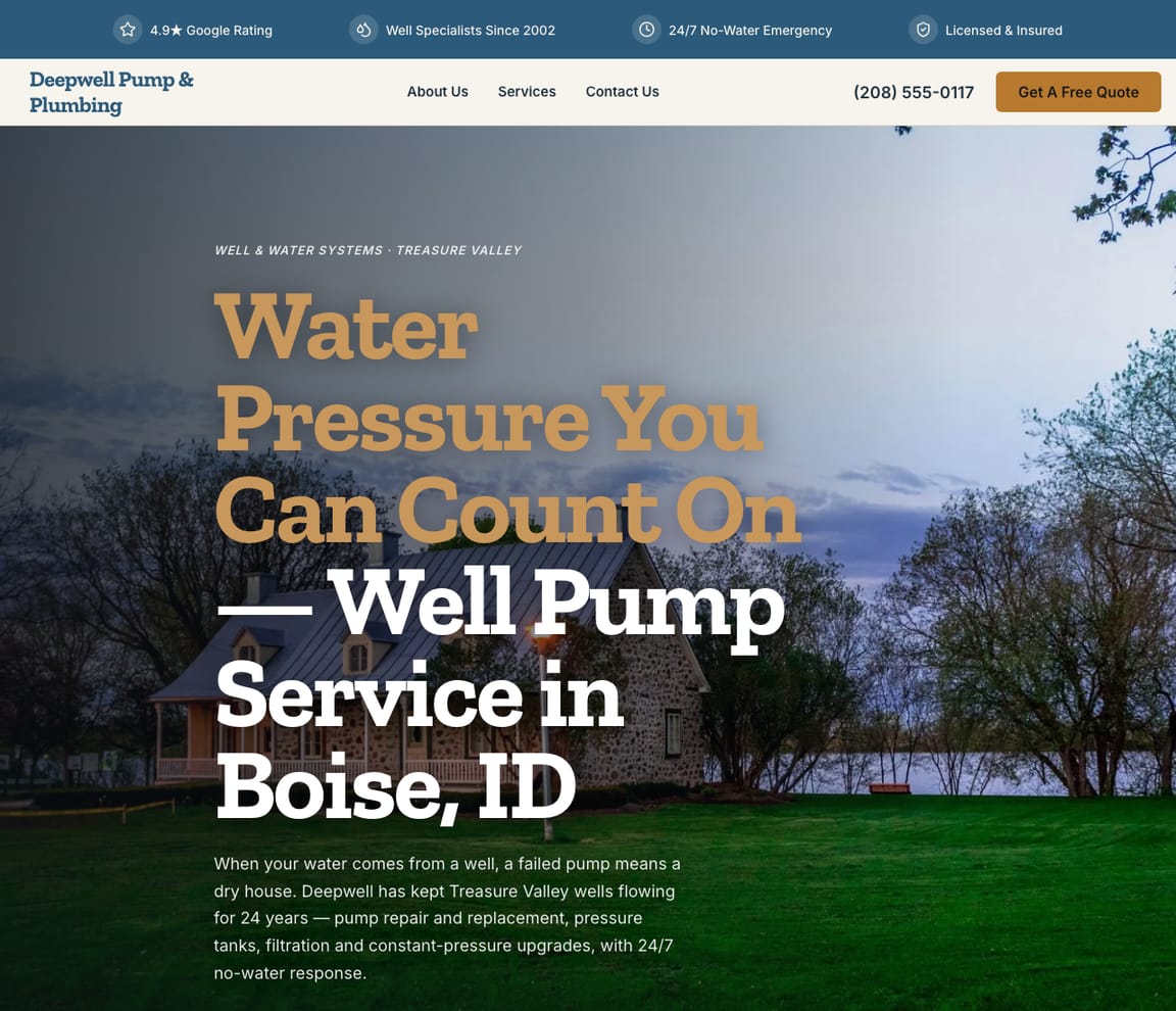 Plumber - Well & Pump website template preview