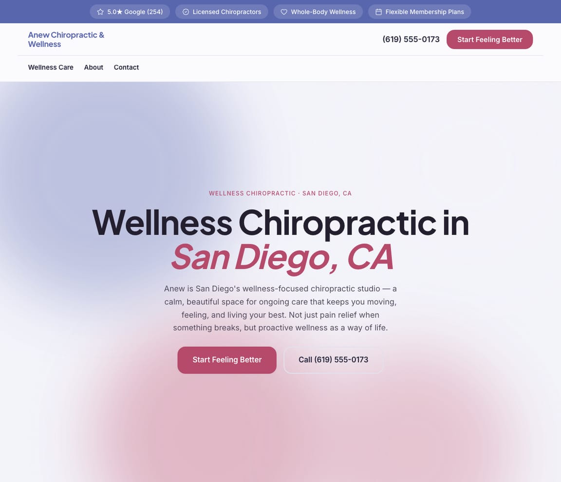 Wellness & Membership website template preview