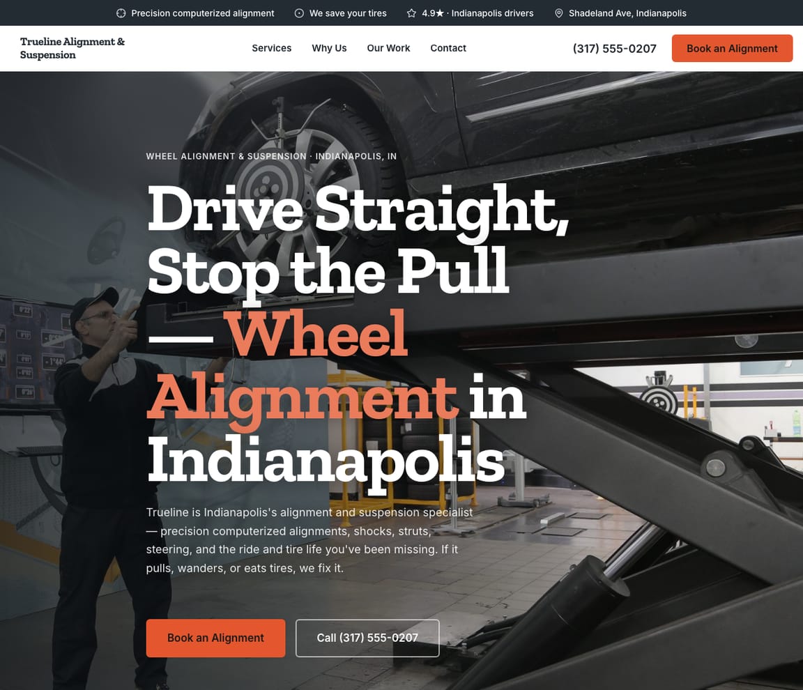 Wheel Alignment & Suspension website template preview