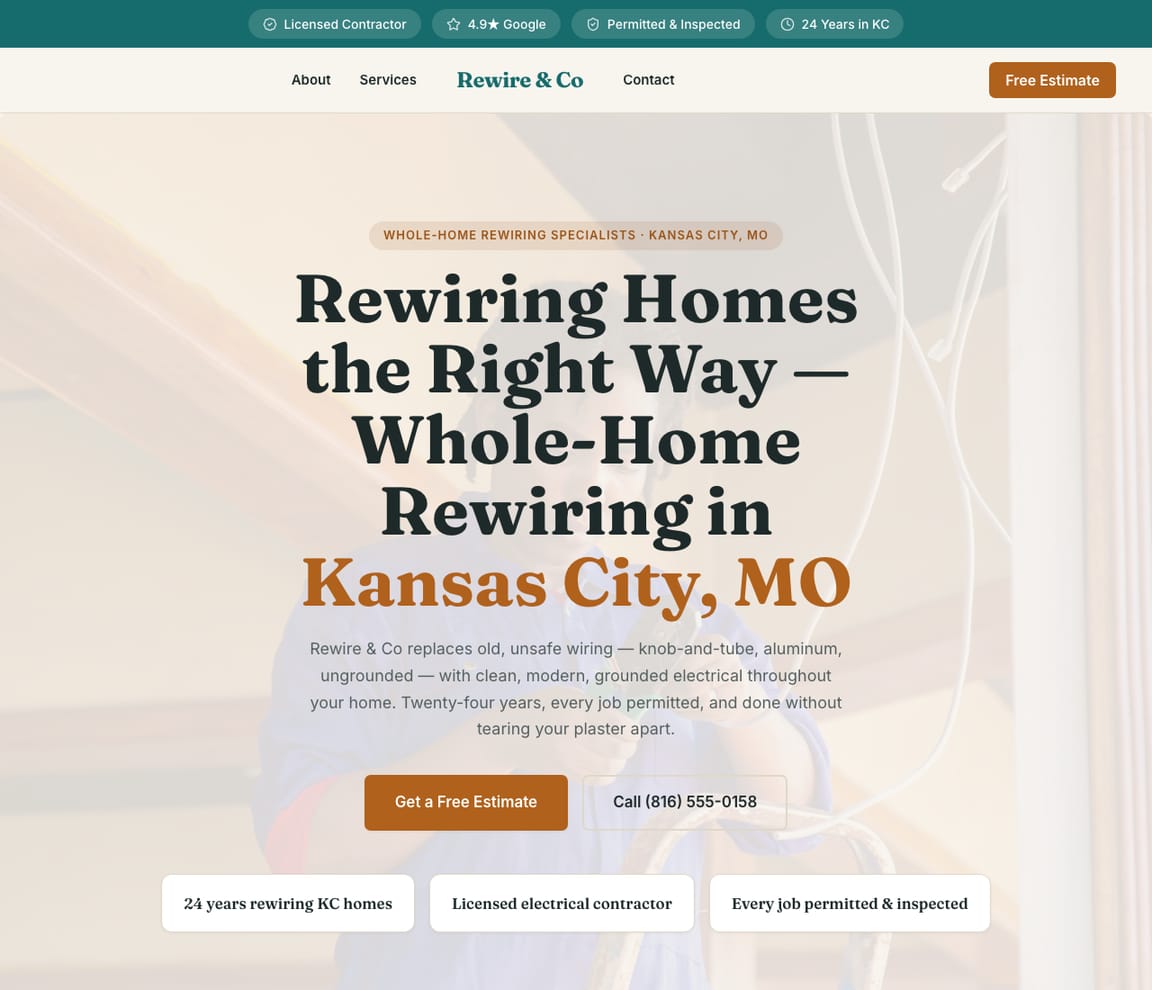 Electrician - Whole-Home Rewiring website template preview