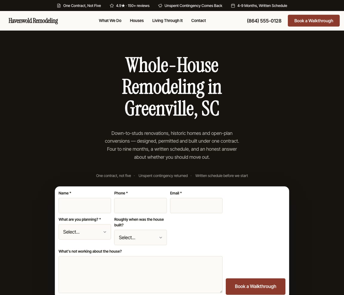 Whole-House Remodeling website template preview