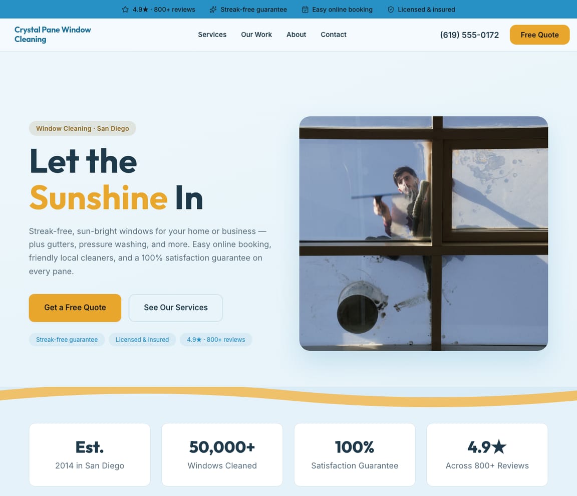Window Cleaning website template preview