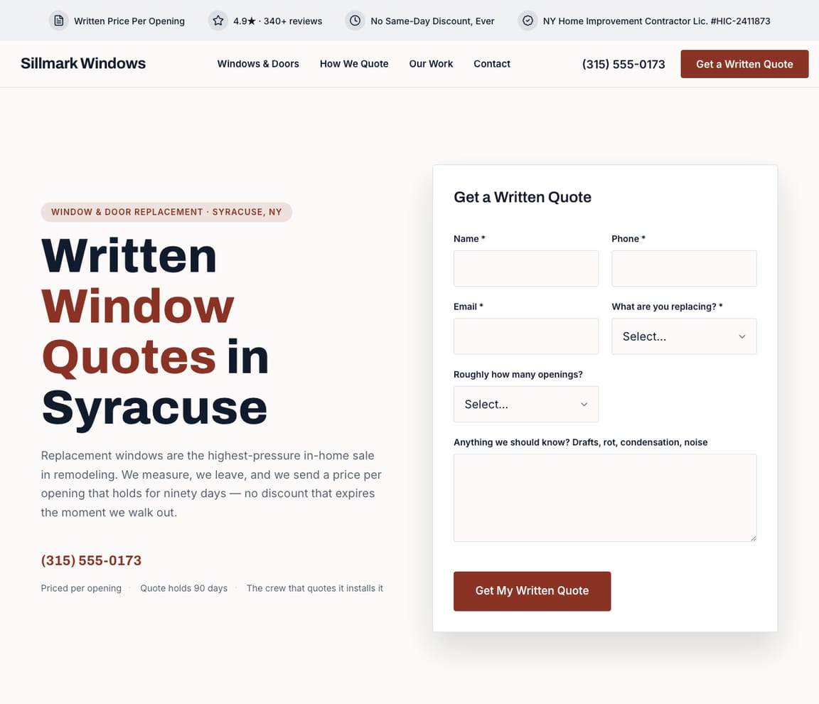 Window Replacement website template preview