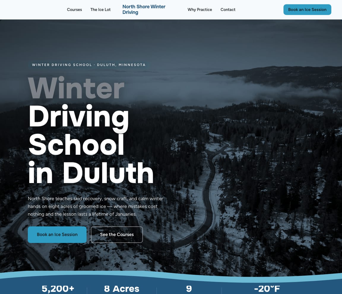 Winter Driving School website template preview