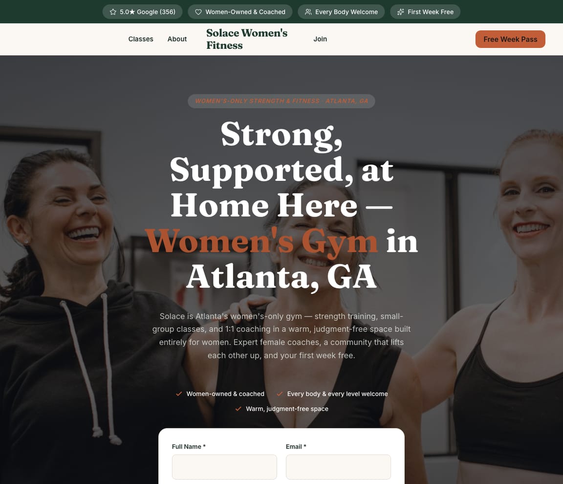 Women's Gym website template preview