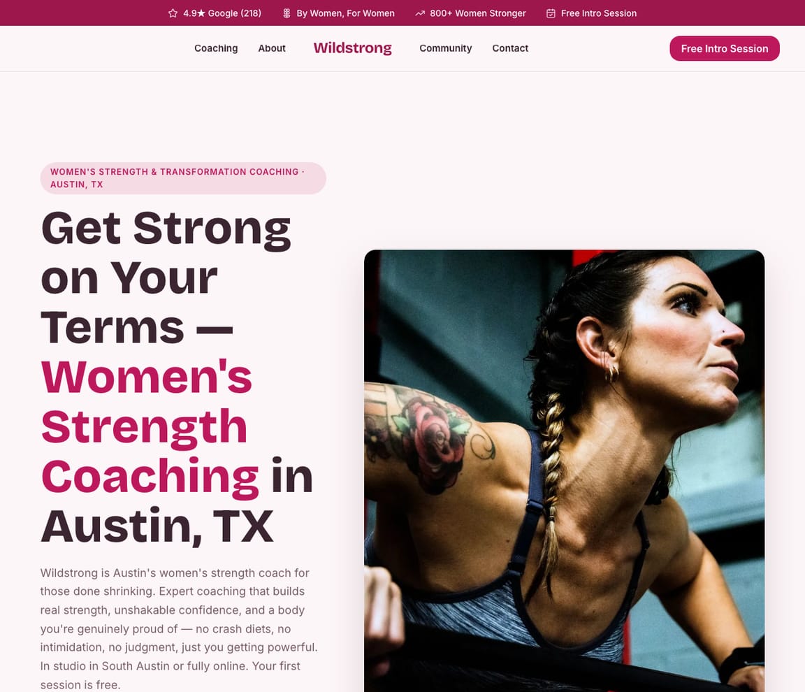 Women's Strength Coach website template preview
