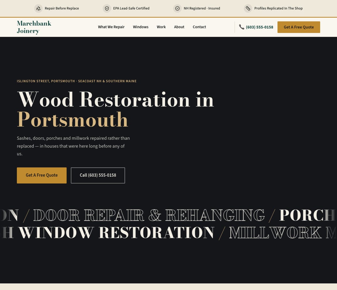 Wood Restoration website template preview