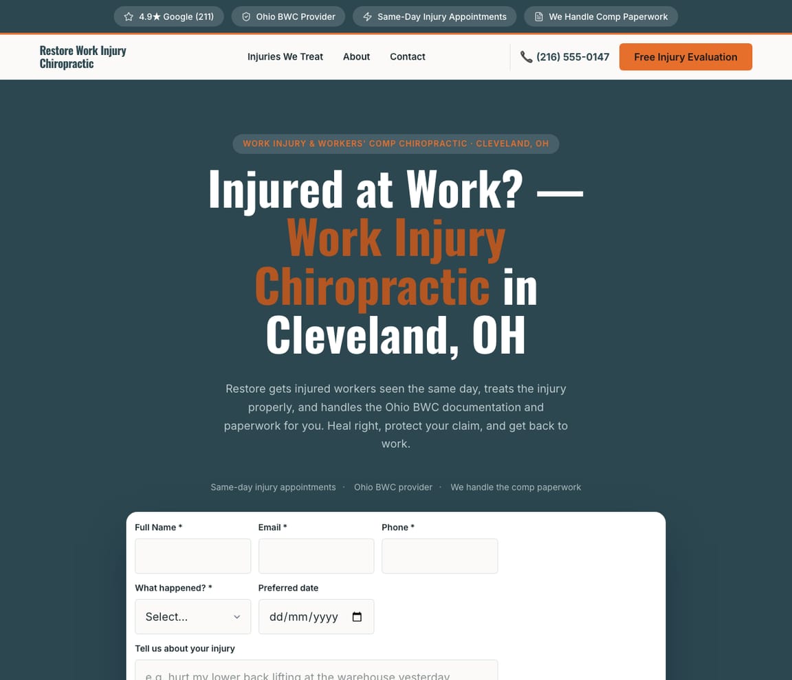 Work Injury & Workers' Comp website template preview