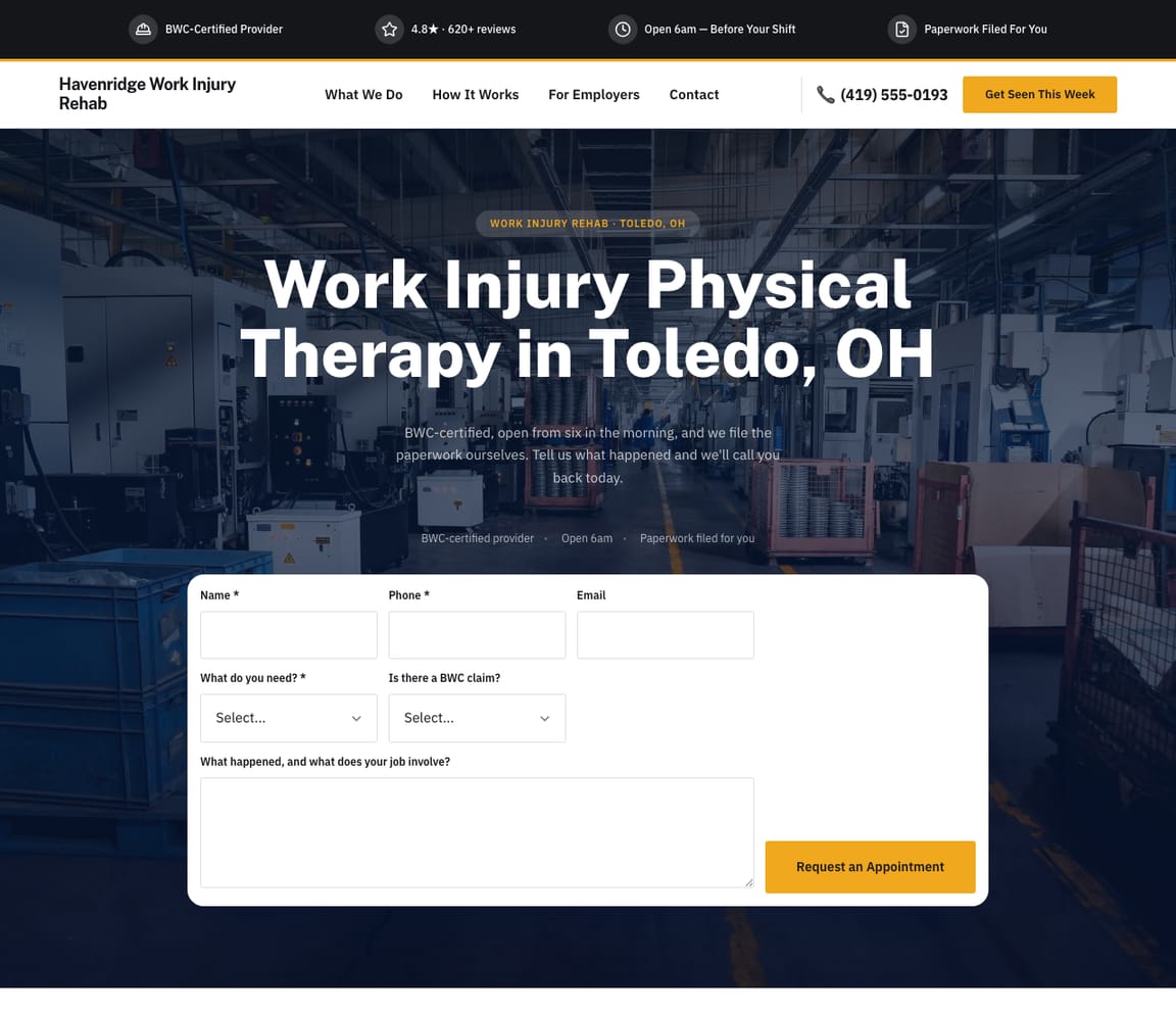 Work Injury Physical Therapy website template preview