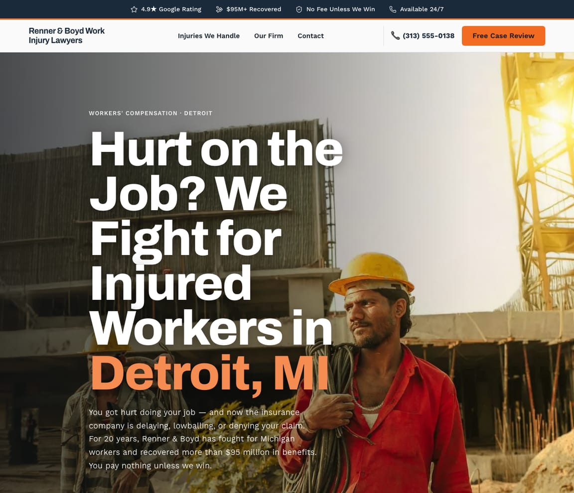 Workers' Compensation Lawyer website template preview