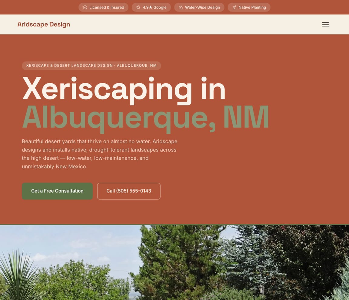 Landscaping - Xeriscaping website template preview