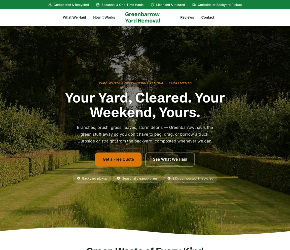 Yard & Green Waste Removal website template preview