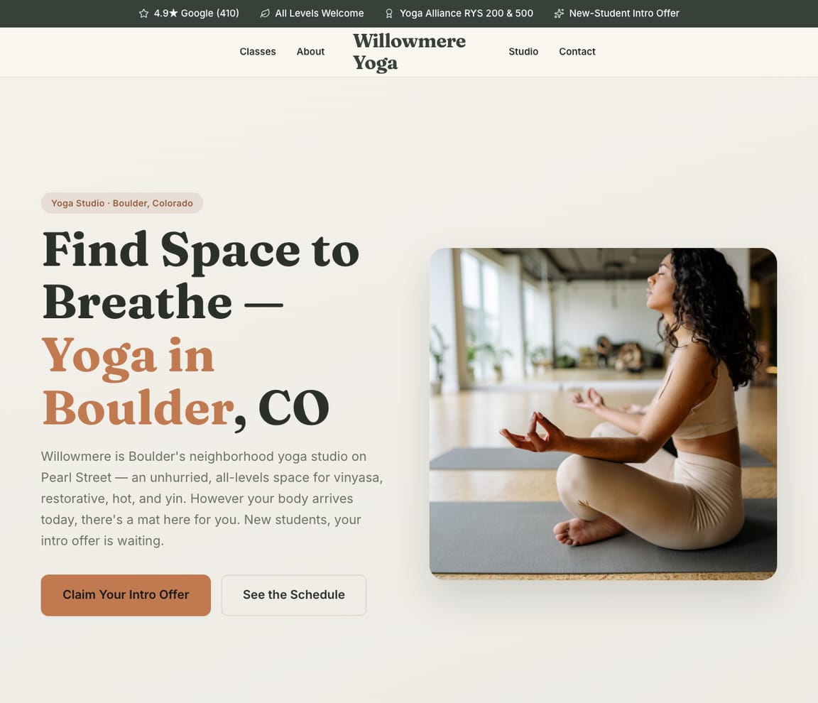 Yoga Studio website template preview