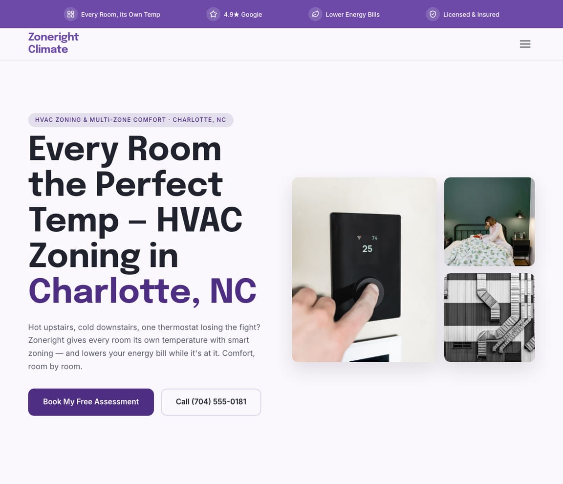HVAC - Zoning Systems website template preview